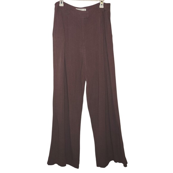 Glassons Pants Womens 14 Brown Career Casual Wide Leg Lagan Relaxed Linen Blend - Picture 2 of 6